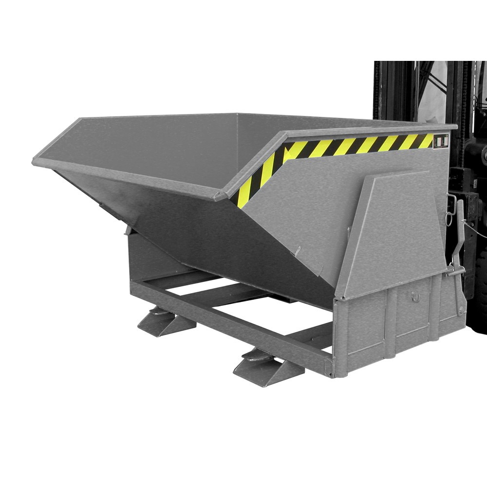 Produktabbildung Nr. 1: Bauer® Kantelbak met afrolmechanisme Premium, brede bouwvorm, gelakt, zonder deksel, volume 1,2 m³, RAL 7005 muisgrijs