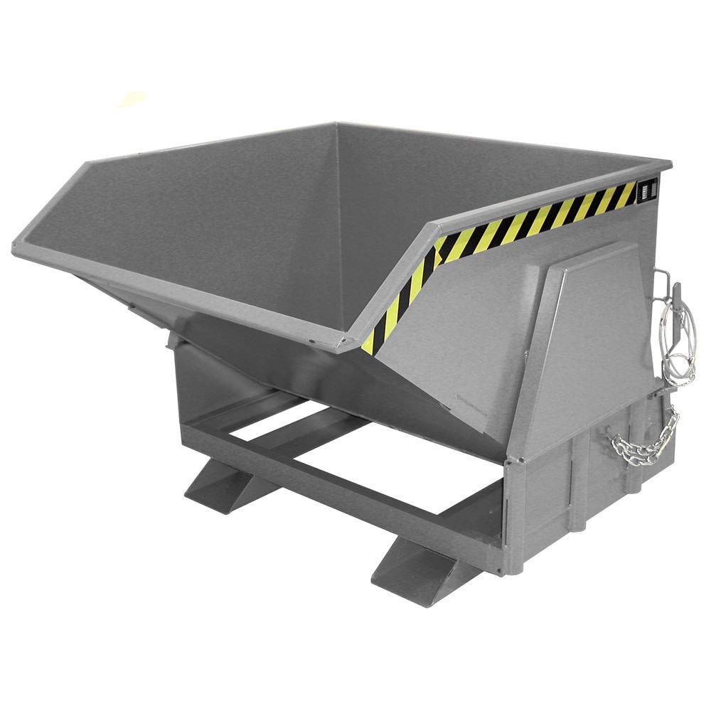 Produktabbildung Nr. 1: Bauer® Kantelbak met afrolmechanisme Premium, brede bouwvorm, gelakt, zonder deksel, volume 1 m³, RAL 7005 muisgrijs