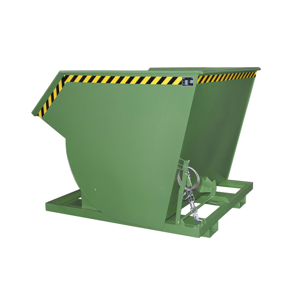 Produktabbildung Nr. 1: Bauer® Kantelbak met afrolmechanisme Premium, diepe bouwvorm, gelakt, zonder deksel, volume 2 m³, RAL 6011 resedagroen