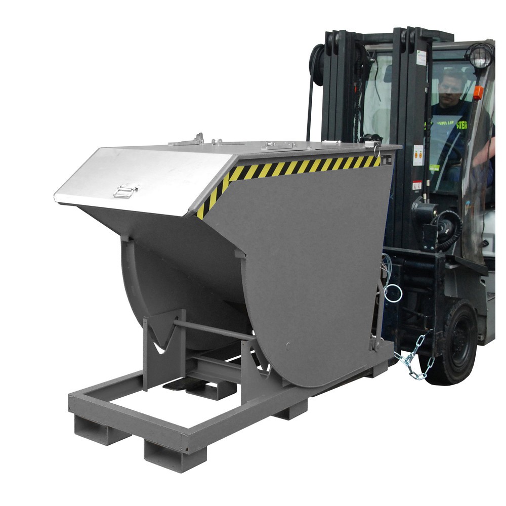 Produktabbildung Nr. 1: Bauer® Kantelbak met afrolmechanisme Premium, diepe bouwvorm, gelakt, zonder deksel, volume 0,75 m³, RAL 7005 muisgrijs