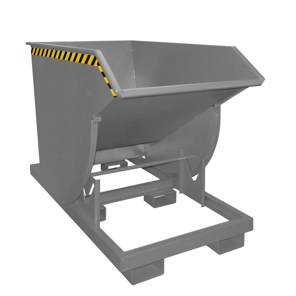 Product afbeelding: Bauer® Kantelbak met afrolmechanisme Premium, diepe bouwvorm, gelakt, zonder deksel, volume 1 m³, RAL 7005 muisgrijs