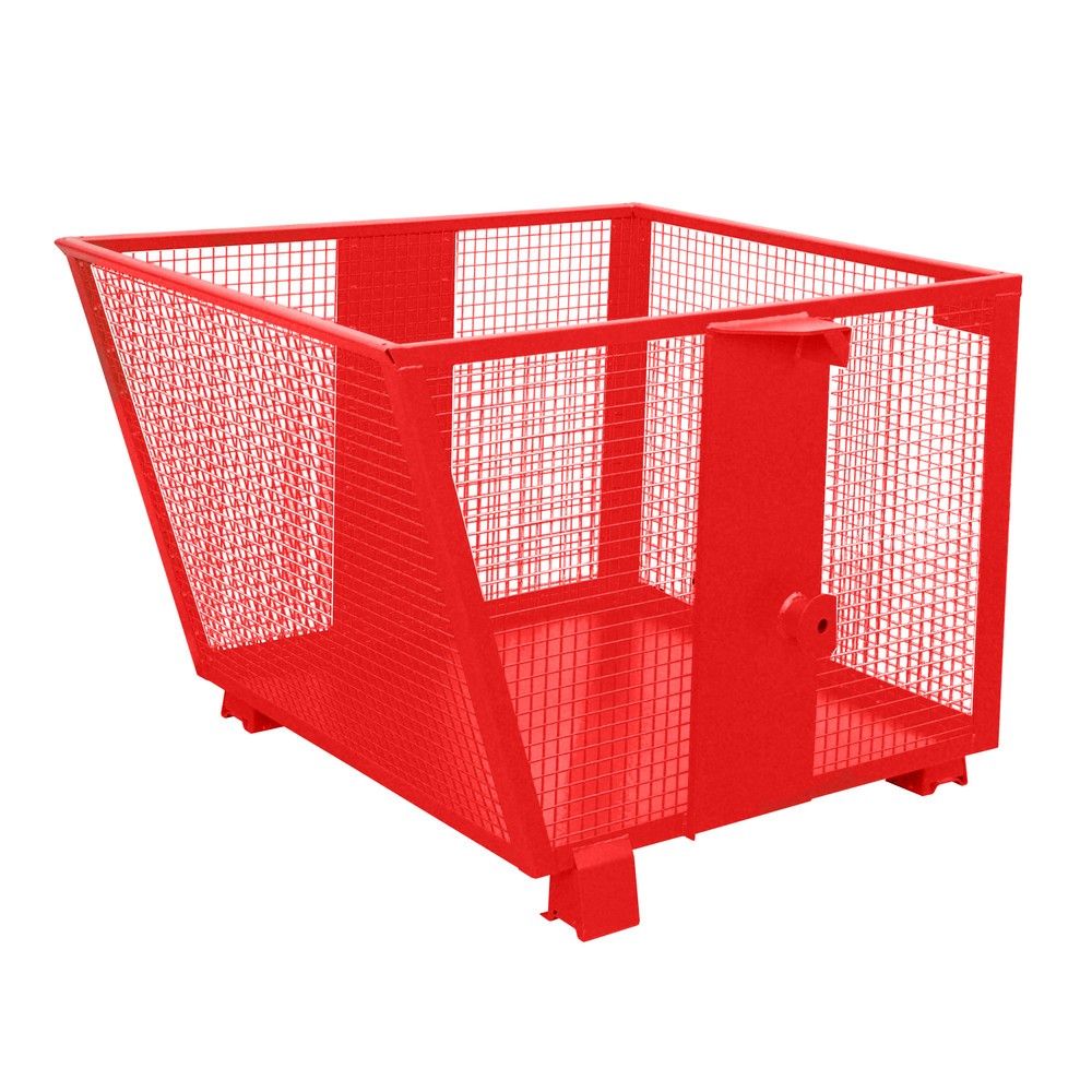 Produktabbildung Nr. 1: Bauer® Kantelbak met roosterwanden, gelakt, volume 0,9 m³, RAL 3000 vuurrood