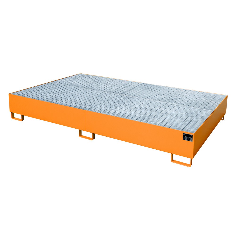 Produktabbildung Nr. 2: Lekbak Bauer® van staal voor 2 x KTC/IBC of 10 x 200-litervaten, geeloranje