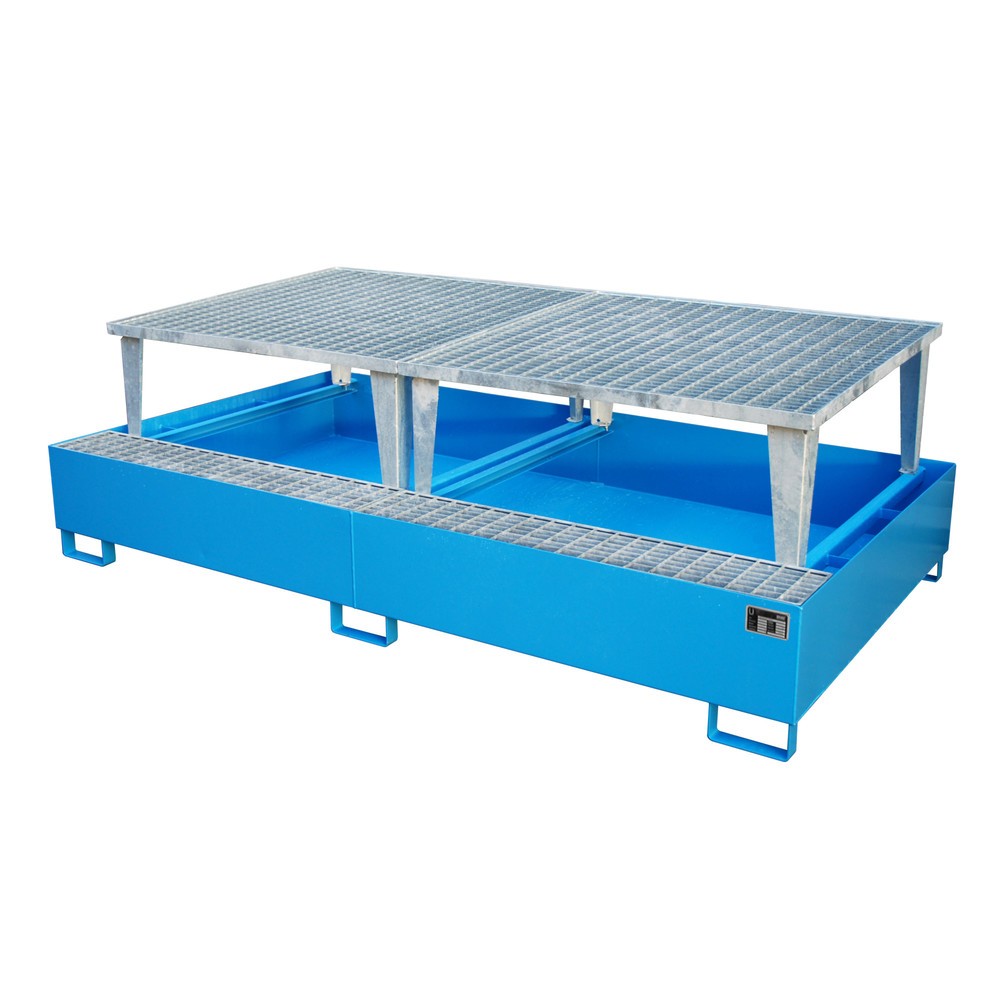 Produktabbildung Nr. 1: Bauer® Stalen lekbak voor 2x KTC/IBC, incl. aftapverhoging, lichtblauw