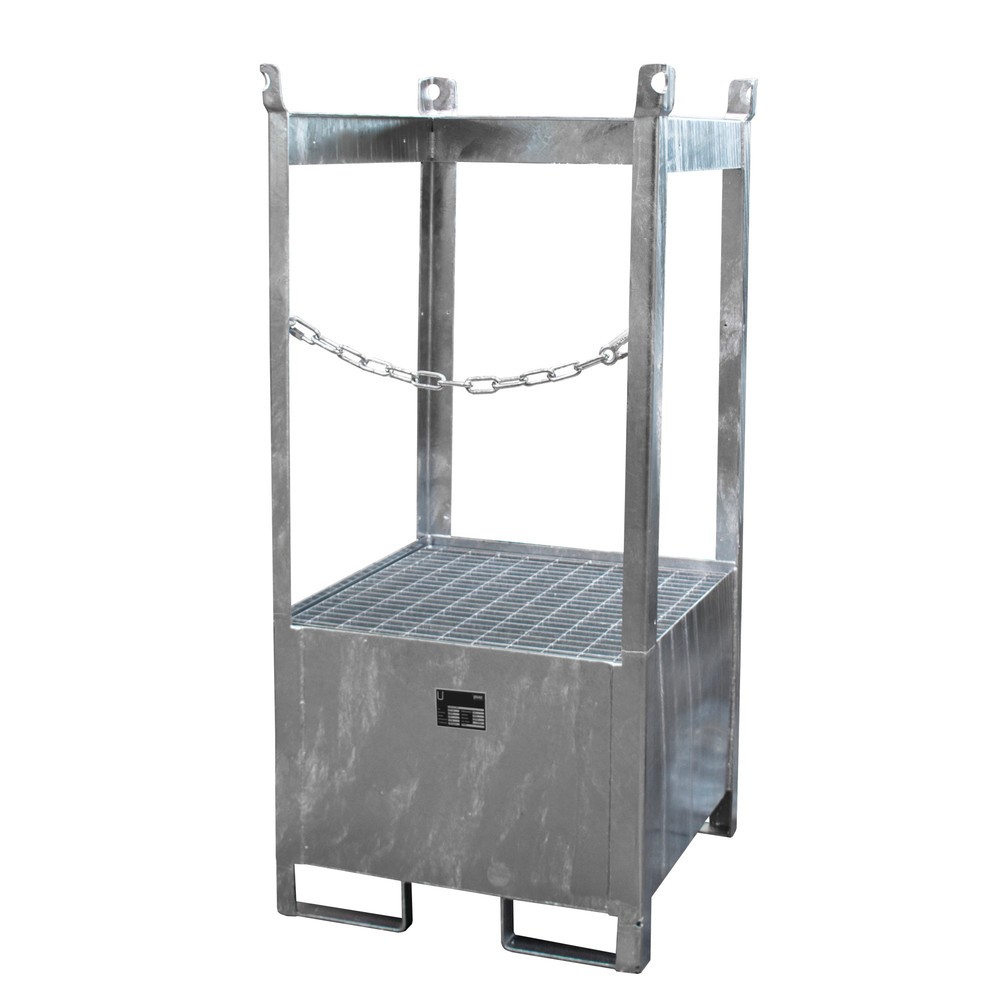 Product afbeelding: Bauer® Opslag-/transportpallet op lekbak, hxbxd 1.590 x 760 x 760 mm, open, vuurverzinkt