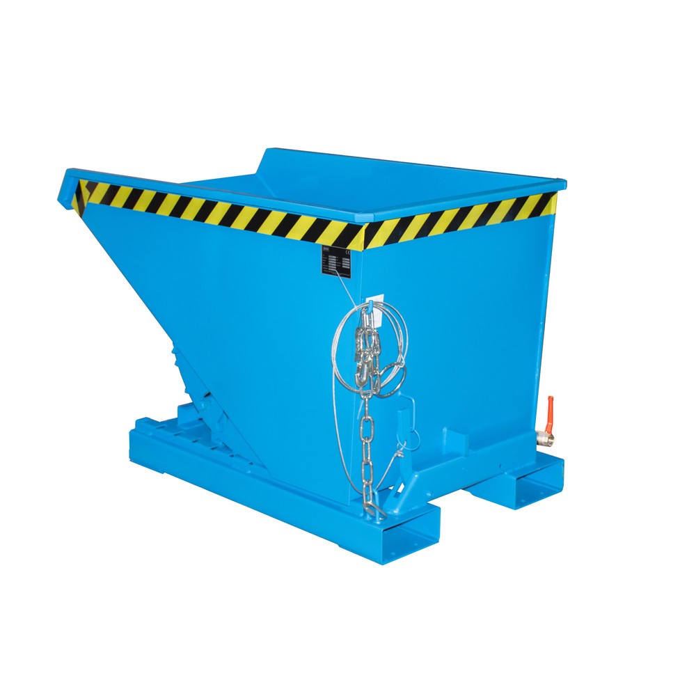 N° de l'image du produit 1 : Mini-benne à copeaux Bauer® avec mécanisme d'aide au basculement, faible hauteur de construction, peinte, volume 0,3 m³, RAL 5012 bleu clair