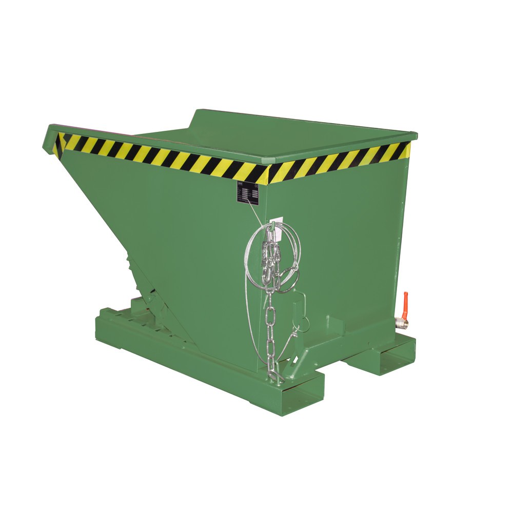 N° de l'image du produit 1 : Mini-benne à copeaux Bauer® avec mécanisme d'aide au basculement, faible hauteur de construction, peinte, volume 0,3 m³, RAL 6011 vert réséda