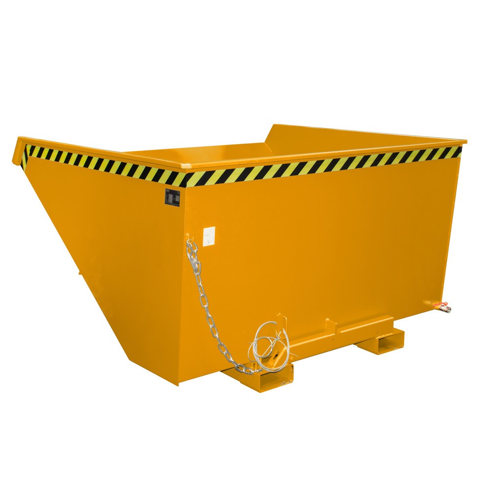 N° de l'image du produit 1 : Mini-benne à copeaux Bauer® avec mécanisme d'aide au basculement, faible hauteur de construction, peinte, volume 2,1 m³, RAL 2000 jaune-orange