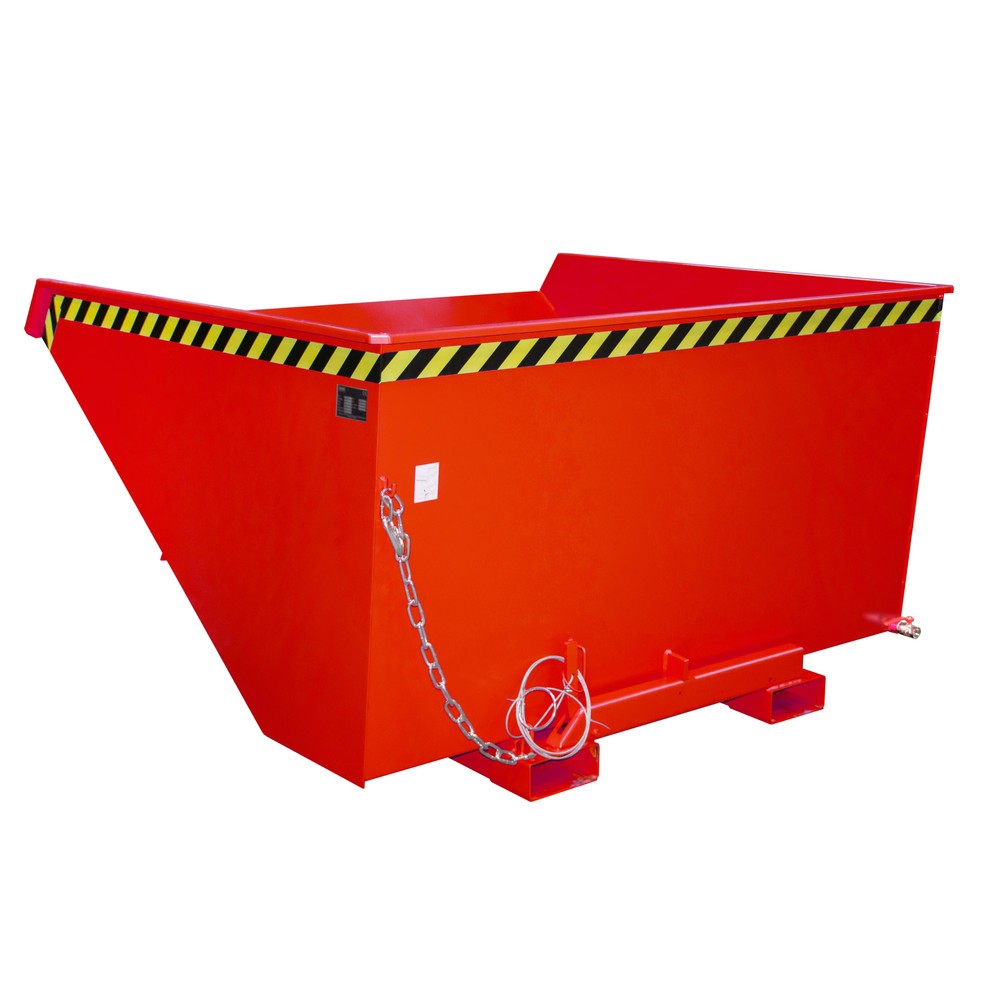 N° de l'image du produit 1 : Mini-benne à copeaux Bauer® avec mécanisme d'aide au basculement, faible hauteur de construction, peinte, volume 2,1 m³, RAL 3000 rouge feu