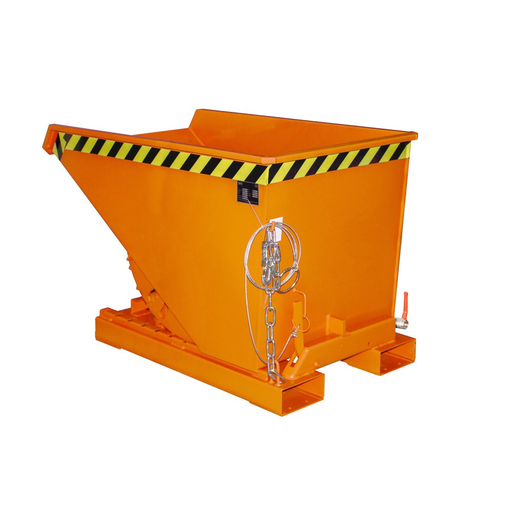 Product afbeelding: Mini spaanbak Bauer® met afrolmechanisme, lage bouwhoogte, gelakt, volume 0,3 m³, RAL 2000 geeloranje
