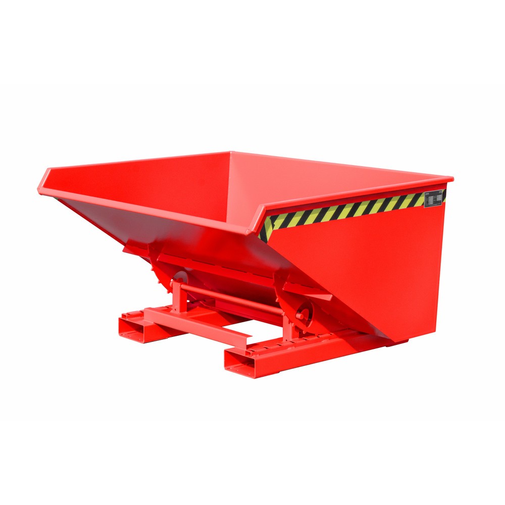 Productafbeelding nr. 1: Mini spaanbak Bauer® met afrolmechanisme, lage bouwhoogte, gelakt, volume 0,9 m³, RAL 3000 vuurrood