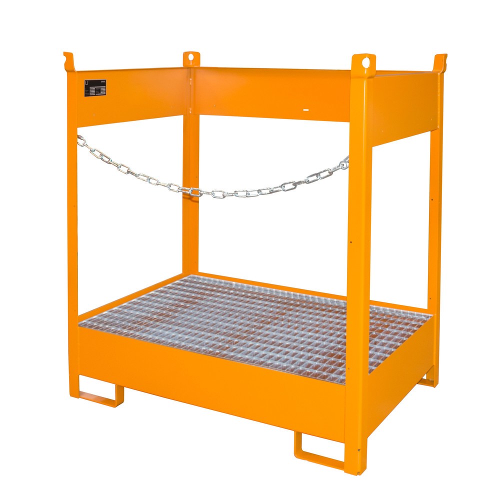 Produktabbildung Nr. 1: Bauer® Palette de stockage/transport sur bac de rétention, HxlxP 1 495 x 1 410 x 920 mm, ouverte, jaune-orange
