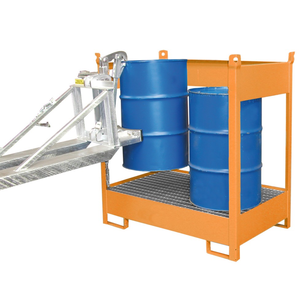 Produktabbildung Nr. 2: Bauer® Palette de stockage/transport sur bac de rétention, HxlxP 1 495 x 1 410 x 920 mm, ouverte, jaune-orange