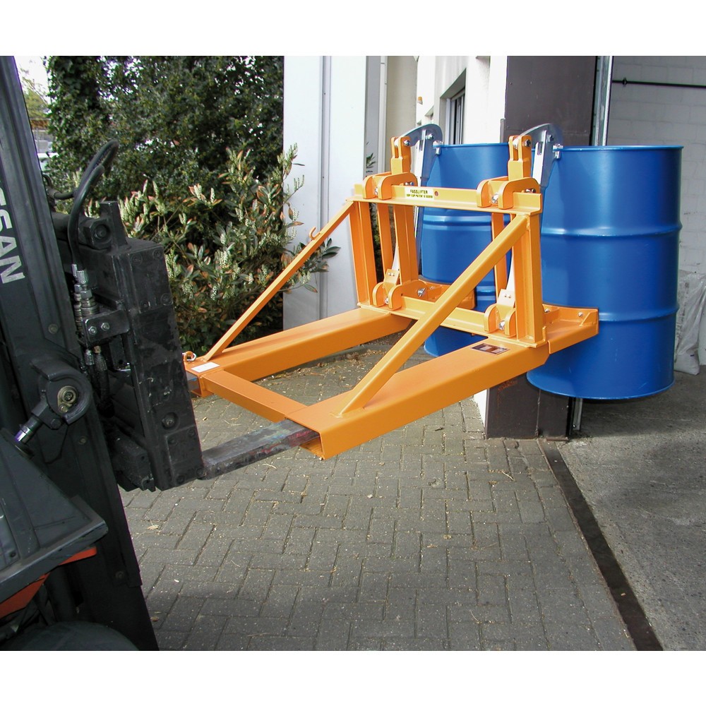 N° de l'image du produit 2 : Bauer® Pince à fûts, fûts à bonde en acier et en plastique, capacité de charge 1 600 kg, RAL 2000 orangé jaune