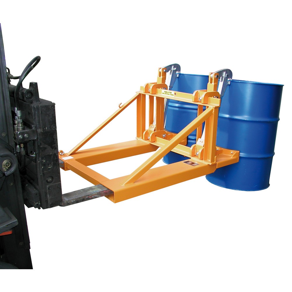 N° de l'image du produit 1 : Bauer® Pince à fûts, fûts à bonde en acier et en plastique, capacité de charge 1 600 kg, RAL 2000 orangé jaune