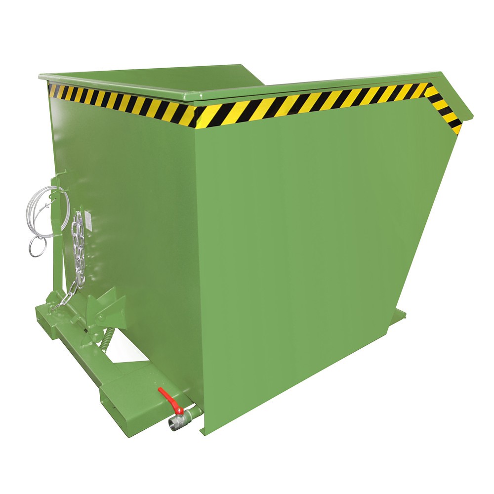 Product afbeelding: Bauer® Scheid-kantelbak, geperforeerde tussenplaat, gelakt, volume 1 m³, RAL 6011 resedagroen