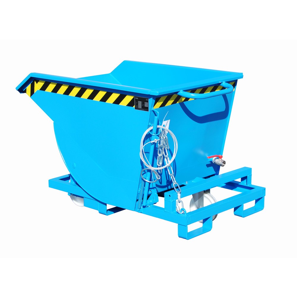 Produktabbildung Nr. 1: Bauer® Spanenkantelbak, lage bouwhoogte, met inrijkokers, gelakt, volume 0,3 m³, RAL 5012 lichtblauw