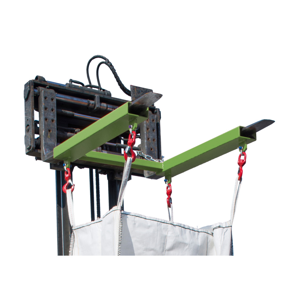 Produktabbildung Nr. 2: Traverse Bauer® voor BIG BAG, heftruckopname met 4 wartelhaken, draagvermogen 1.250 kg, gelakt, RAL 6011 resedagroen