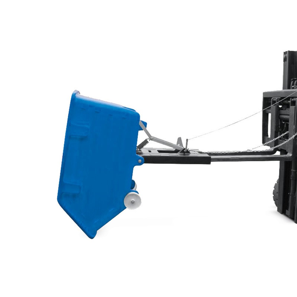 N° de l'image du produit 1 : Benne basculante en PE avec roulettes, mécanisme de basculement, entrées de fourche, volume 0,75 m³