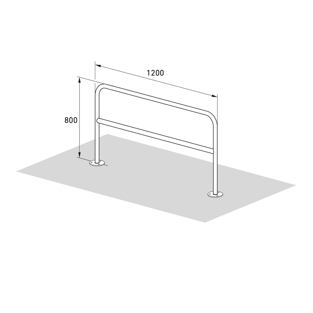 Productafbeelding nr. 8: Beugelrek met kniebuis, voor keilboutbevestiging, lengte 1.500 mm