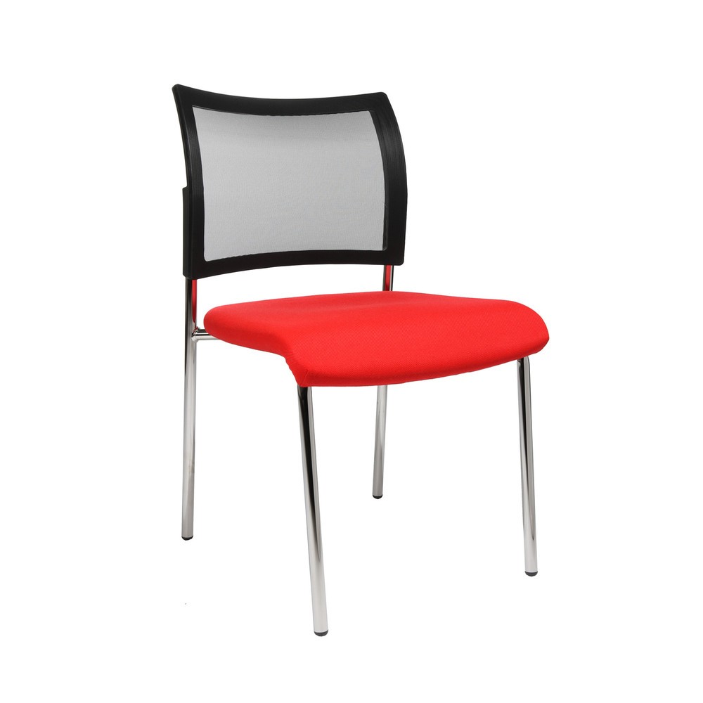 Produktabbildung Nr. 1: Bezoekersstoel Topstar® Classic met netrugleuning + 4 poten frame, rood