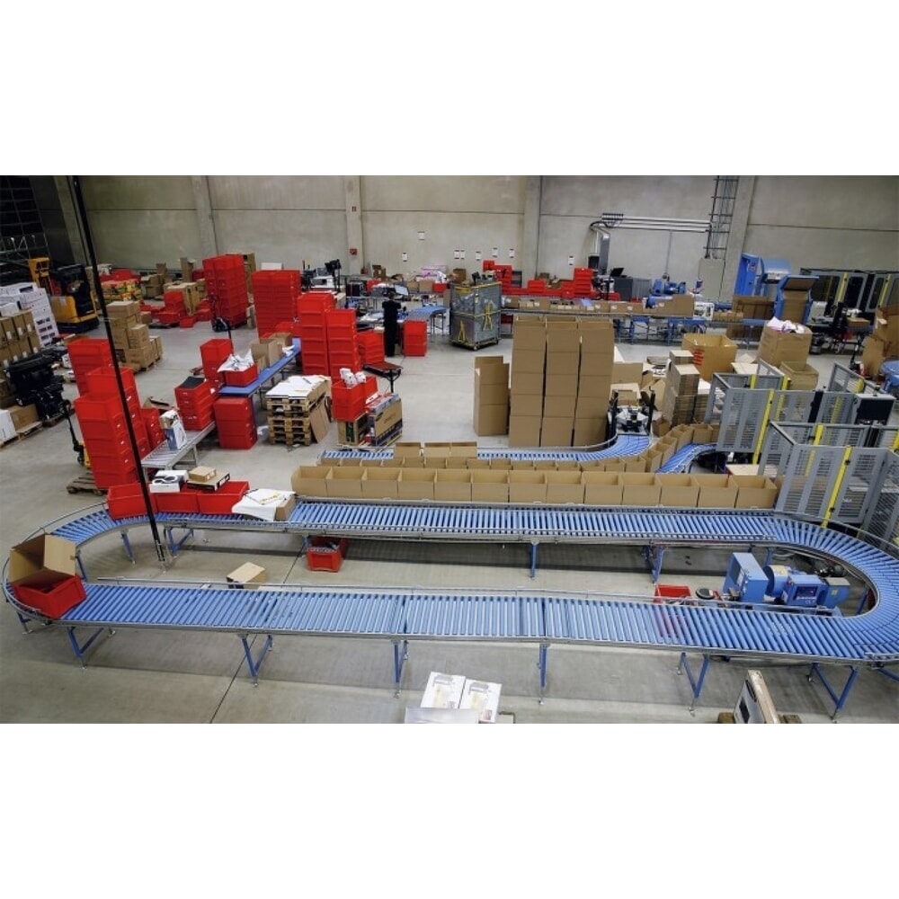 Productafbeelding nr. 3: BLUME lichte rollenbaan, 45˚ bocht, kunststof wielen, Ø 50 mm, Baanbreedte 500 mm, Asafstand 75 mm