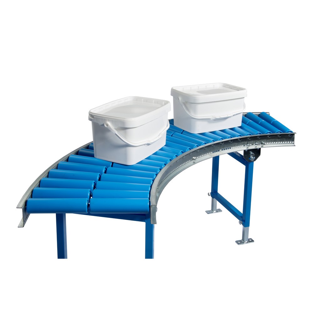 Productafbeelding nr. 2: BLUME lichte rollenbaan, 45˚ bocht, kunststof wielen, Ø 50 mm, Baanbreedte 500 mm, Asafstand 75 mm