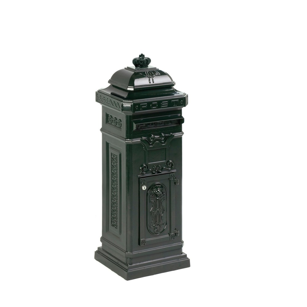 Produktabbildung Nr. 1: Boîte aux lettres colonne avec clapet d’insertion, carrée, en aluminium coulé, vert