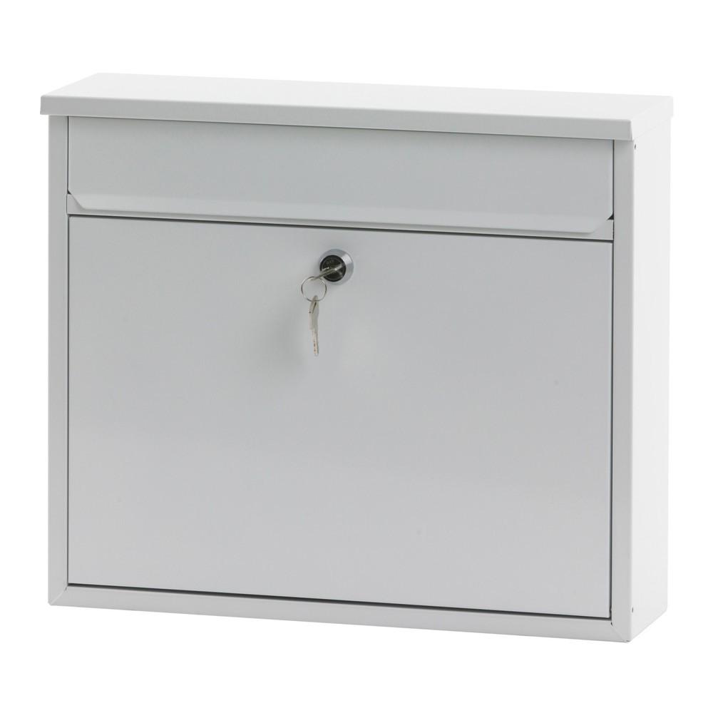 N° de l'image du produit 1 : Boîte aux lettres murale Granadan, avec serrure à cylindre, en acier galvanisé, blanc