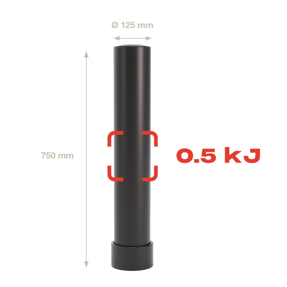 Produktabbildung Nr. 4: Déflecteur BOPLAN® Flex Impact® BO125L EV pour la protection des bornes de recharge, intérieur et extérieur, hauteur 750 mm, plaque de base zinguée, noir
