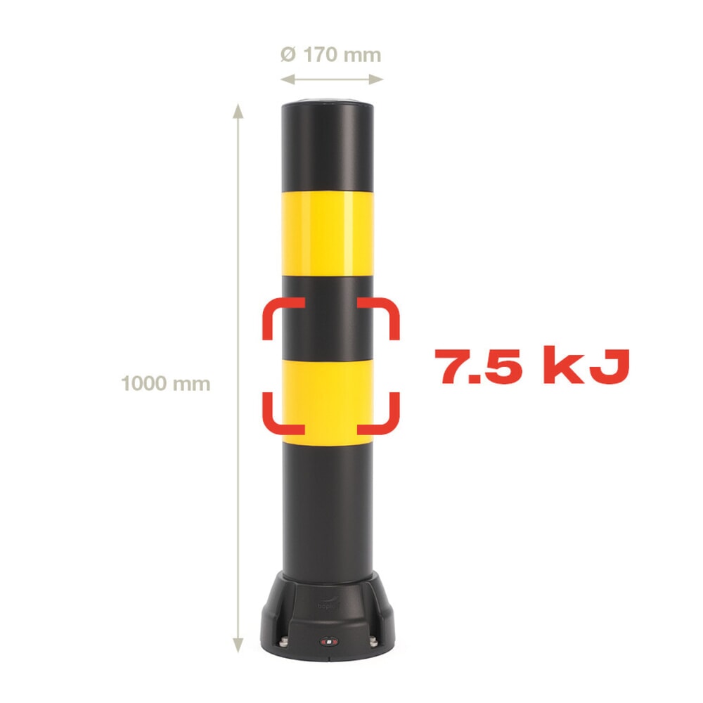 Produktabbildung Nr. 2: Beschermpaal BOPLAN® Flex Impact® BO170B, voor binnen en buiten, hoogte 1.000 mm, zwart / geel