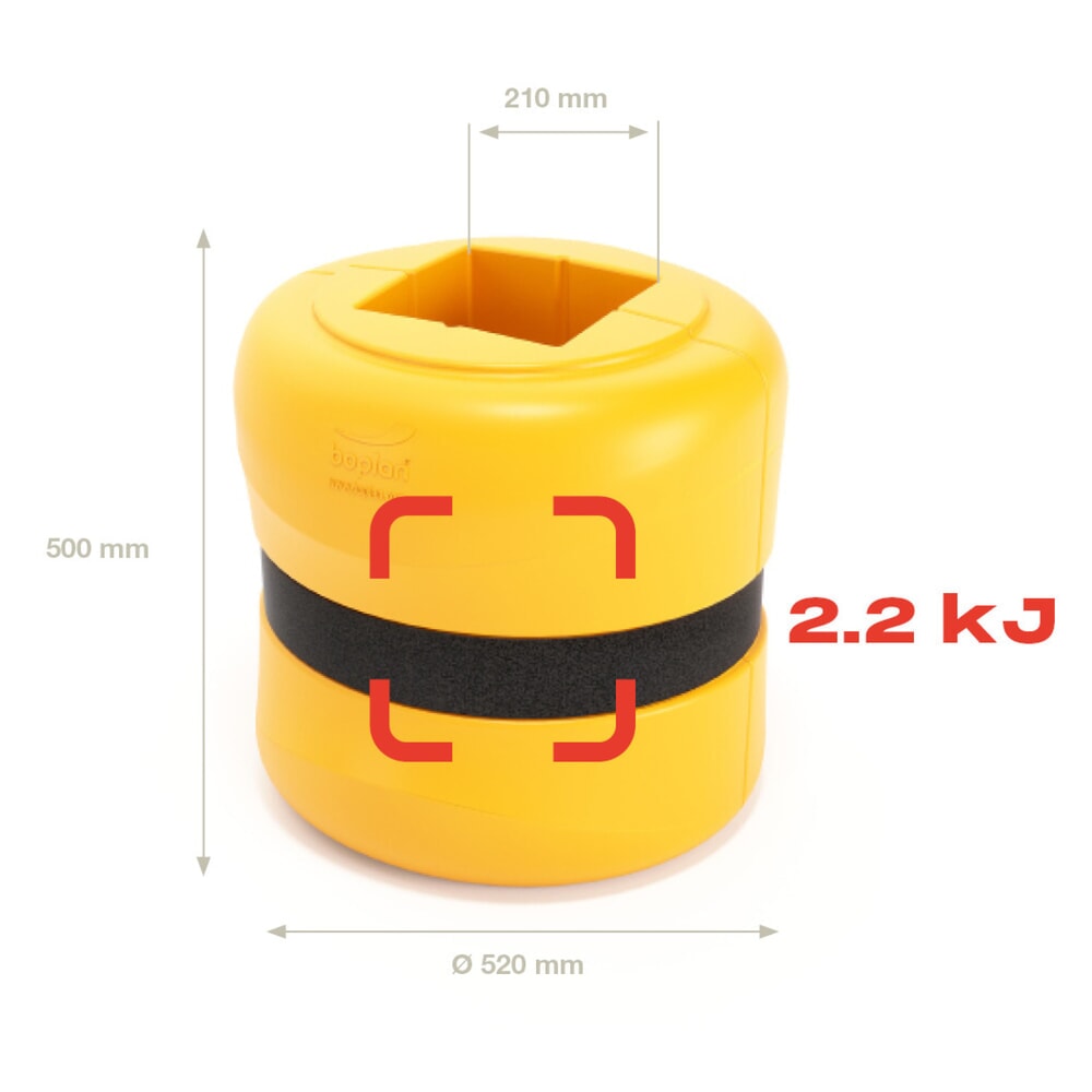 Produktabbildung Nr. 2: Aanrijbescherming voor pilaren BOPLAN® Flex Impact® KP Protector, hoogte 500 mm, voor pilaarafmetingen (bxd) 200 x 200 mm, geel