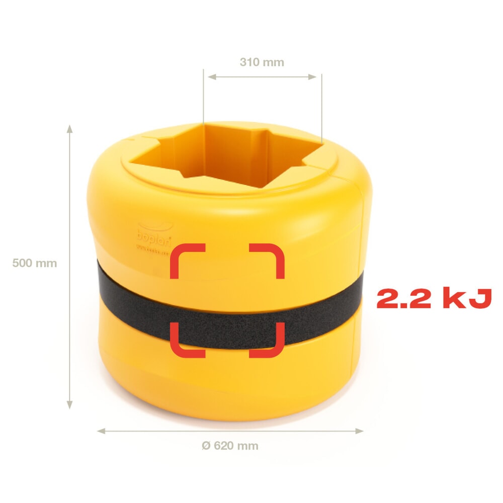 Produktabbildung Nr. 2: Protection de colonnes BOPLAN® Flex Impact® KP Protector, hauteur 500 mm, pour dimensions de colonne (L × P) 300 × 300 mm, jaune
