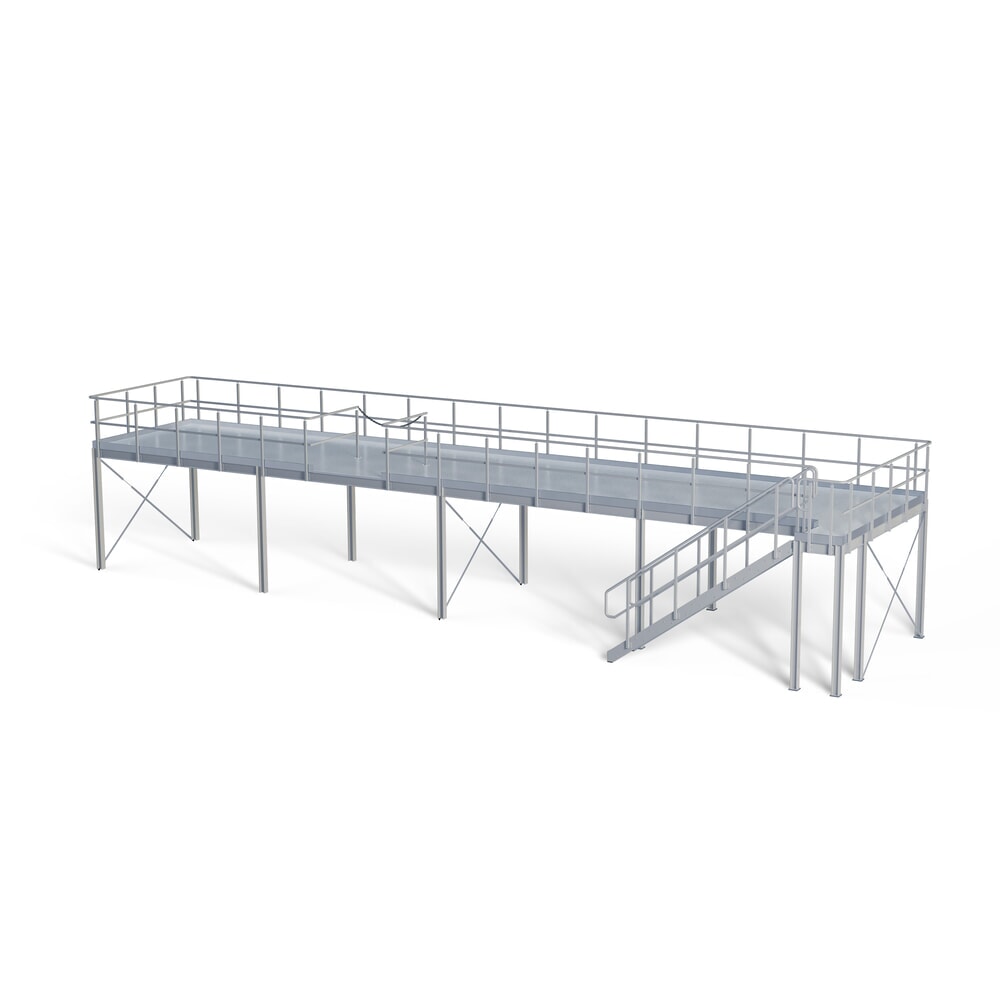 Bordestrap voor modulair entresolsysteem, uitstap rechts, lichtgrijs Productafbeelding nr. 3: Bordestrap voor modulair entresolsysteem, uitstap rechts, lichtgrijs