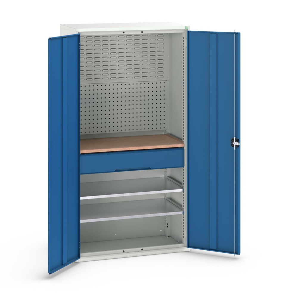 Produktabbildung Nr. 1: bott verso draaideurkast met 1 lade, met 2 legborden en achterwand, B x D x H: 1.050 x 550 x 2.000 mm