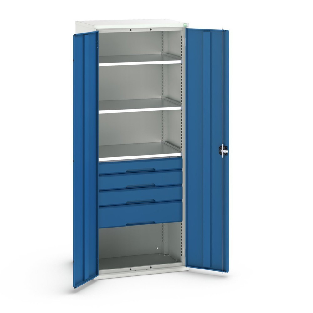 Product afbeelding: bott verso draaideurkast met lades, met 3 legborden en 4 lades, B x D x H: 800 x 550 x 2.000 mm