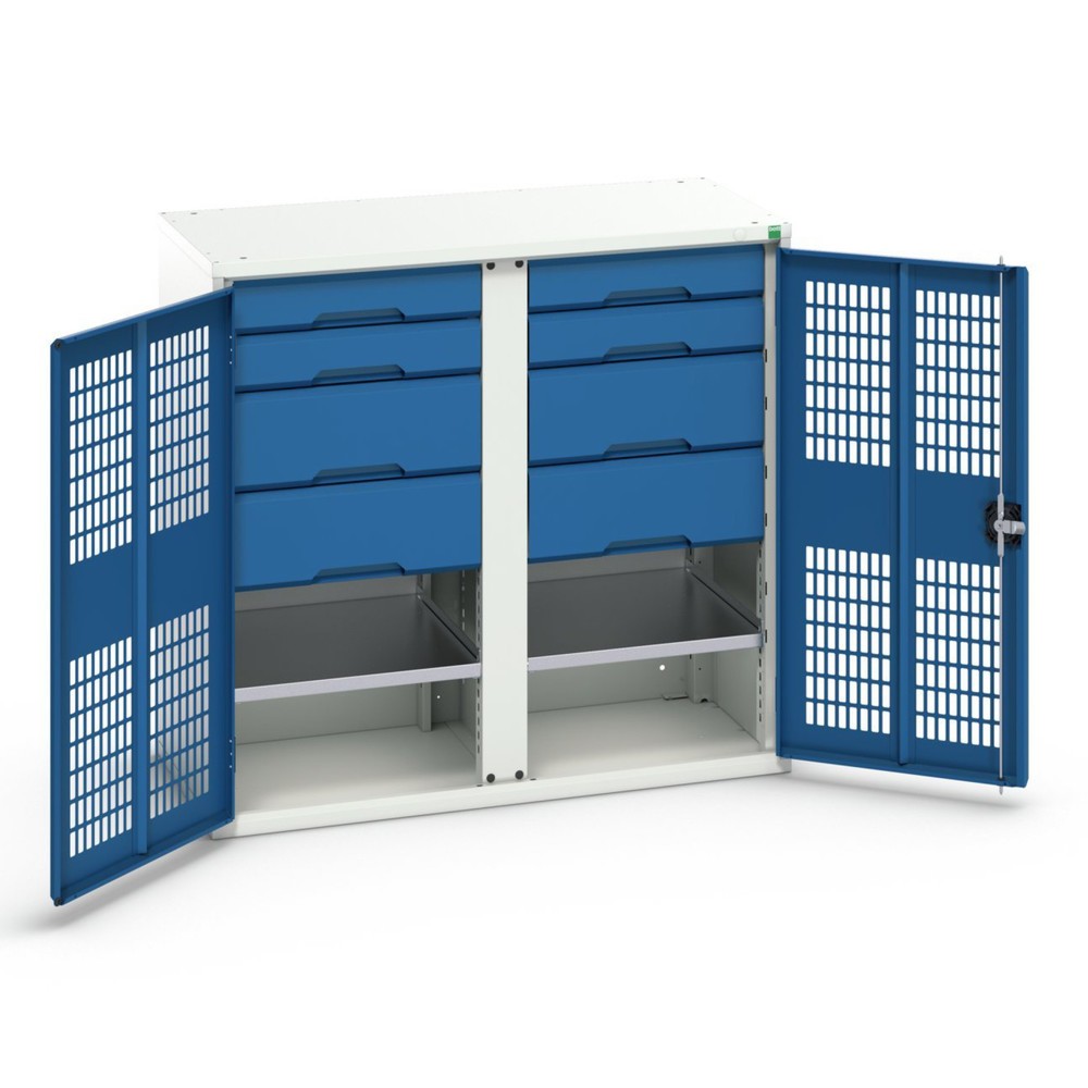Product afbeelding: Kledingkast met ventilatie bott verso, met 2 legborden, 8 lades, scheidingswand, bxdxh: 1.050 x 550 x 1.000 mm