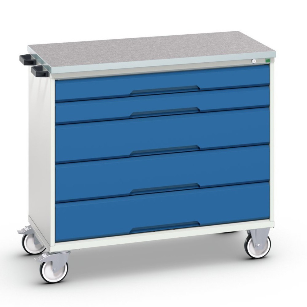 Produktabbildung Nr. 1: bott verso mobiele ladekast, met 5 lades en linoleum blad, B x D x H: 1.050 x 600 x 980 mm