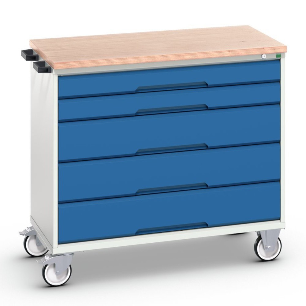 Produktabbildung Nr. 1: bott verso mobiele ladekast, met 5 lades en multiplex blad, B x D x H: 1.050 x 600 x 980 mm