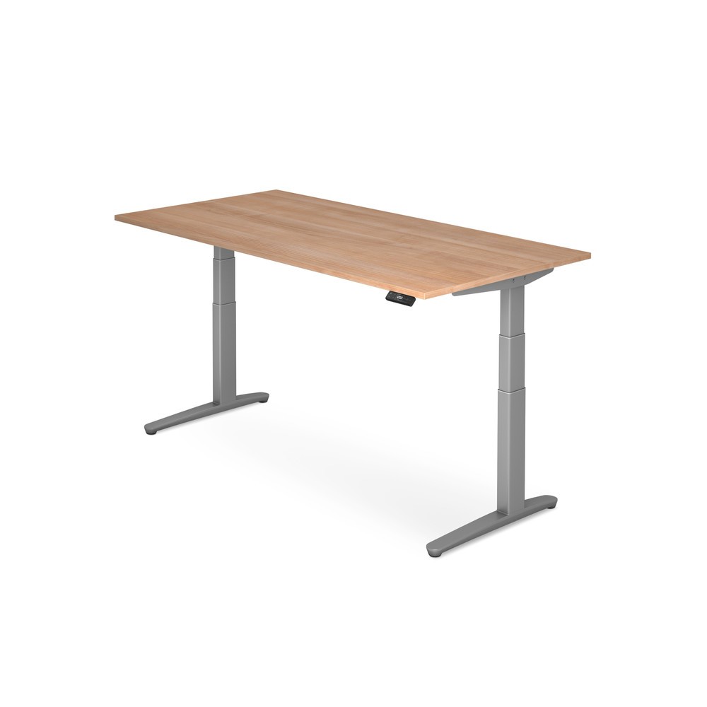 Produktabbildung Nr. 1: Bureau met geheugenschakelaar, C-voet in hoogte verstelbaar, bxd 1.600 x 800 mm, notelaar