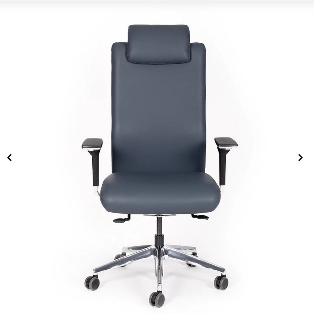 Produktabbildung Nr. 1: Bureaustoel lento agilis XL AG13, 100% echt leder, donkerblauw, met hoofdsteun