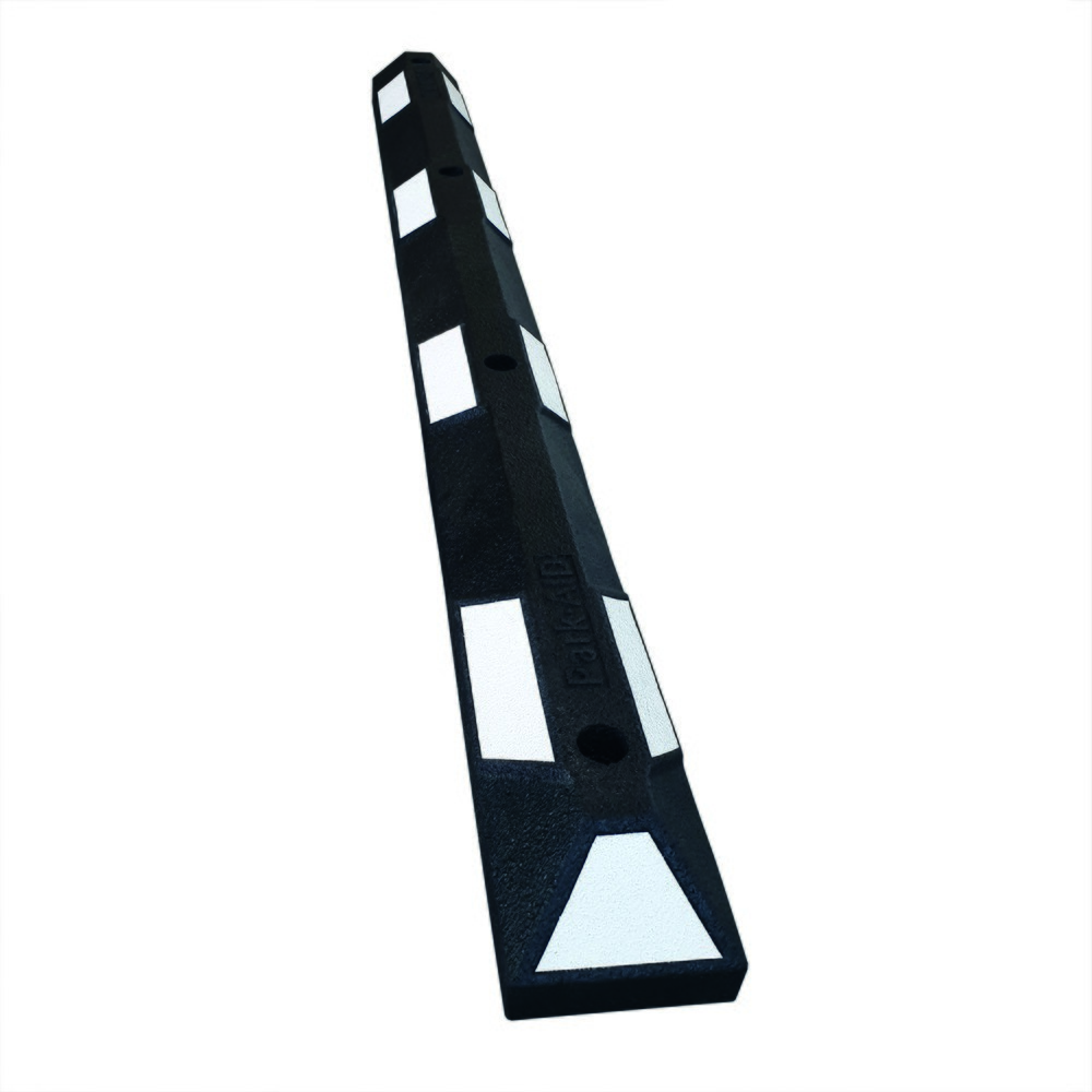 Produktabbildung Nr. 2: Butoir de roue MORAVIA Park-AID®, noir avec bandes réfléchissantes blanches, largeur 1 800 mm