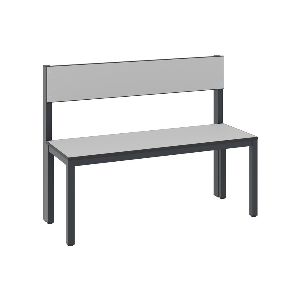 Produktabbildung Nr. 1: C+P kleedkamerbank Basic Plus, lengte 1.000 mm, eenzijdig, met rugleuning, zwartgrijs/zilvergrijs