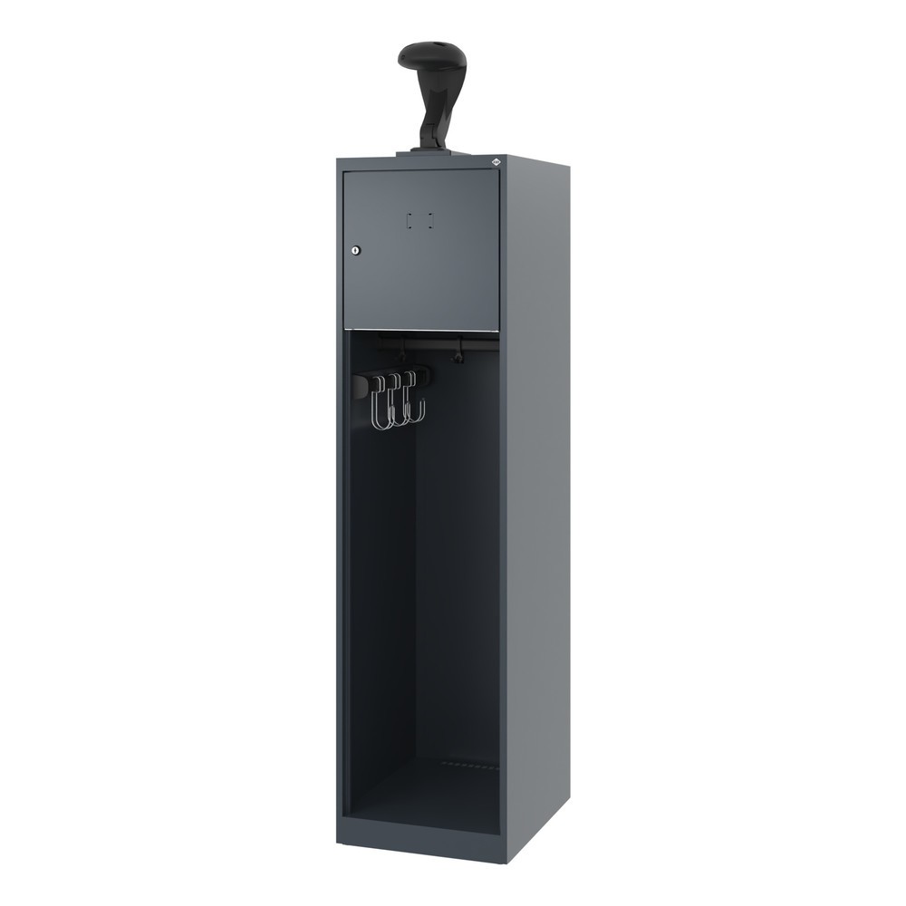 N° de l'image du produit 5 : C+P Vestiaire pompier YOUNGSTER, patins, 1 compartiment, HxlxP 1 530 x 400 x 500 mm, gris anthracite, avec support de casque