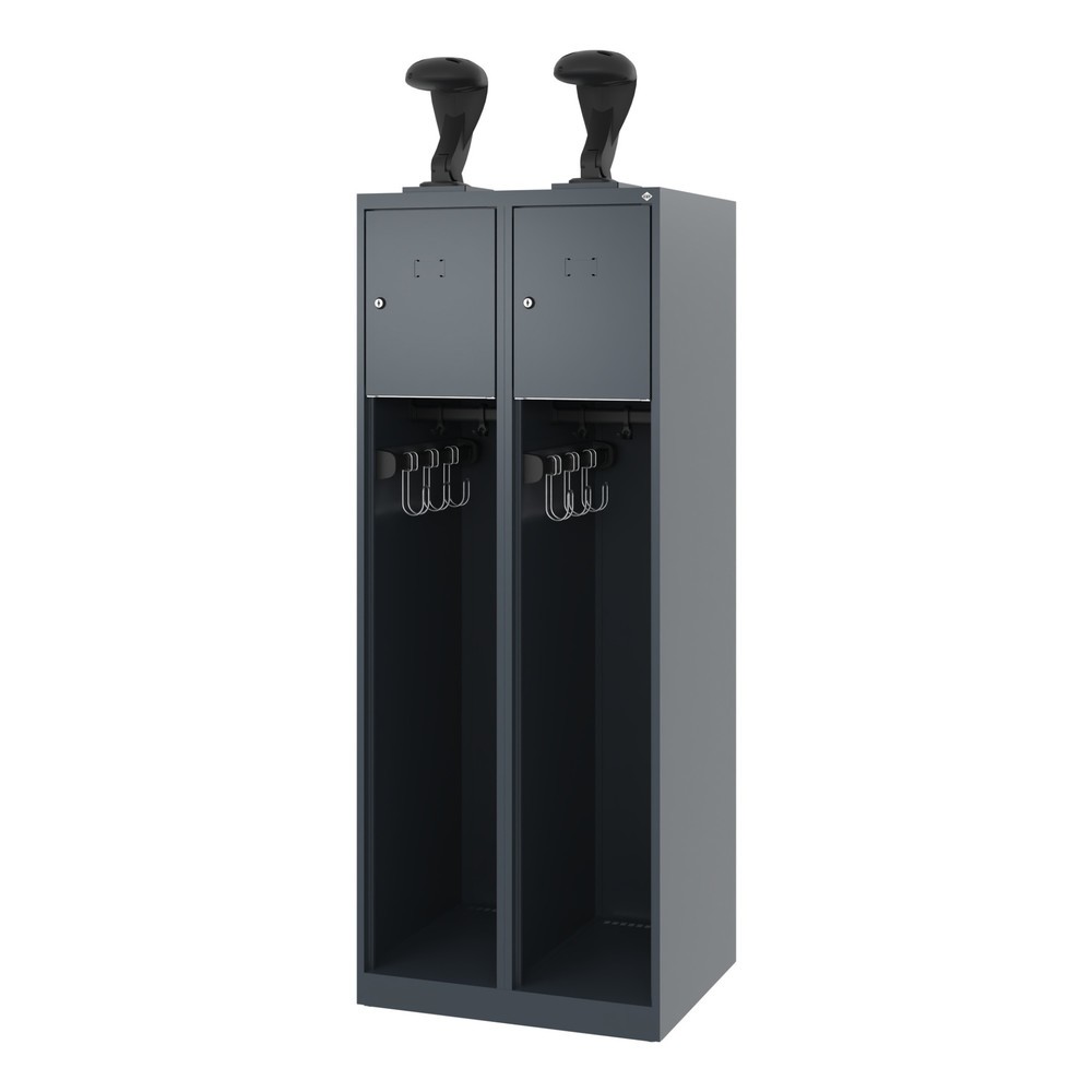 Produktabbildung Nr. 5: C+P Vestiaire pompier YOUNGSTER, patins, 2 compartiments, HxlxP 1 530 x 600 x 500 mm, gris anthracite, avec support de casque