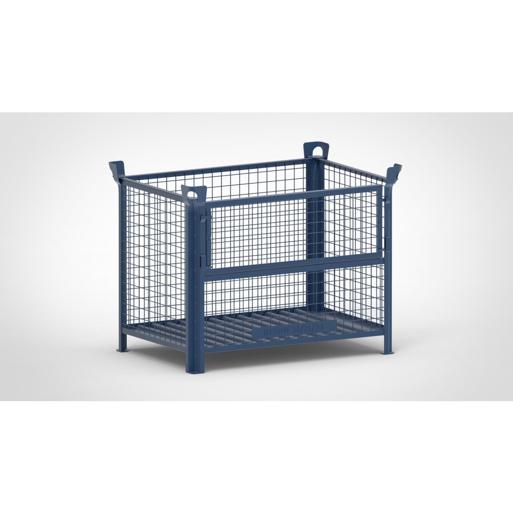 Produktabbildung Nr. 1: Caisse grillagée HESON®, avec ½ rabat grillagé, peinte, H x l x P 900 x 1 200 x 800 mm, bleu gentiane