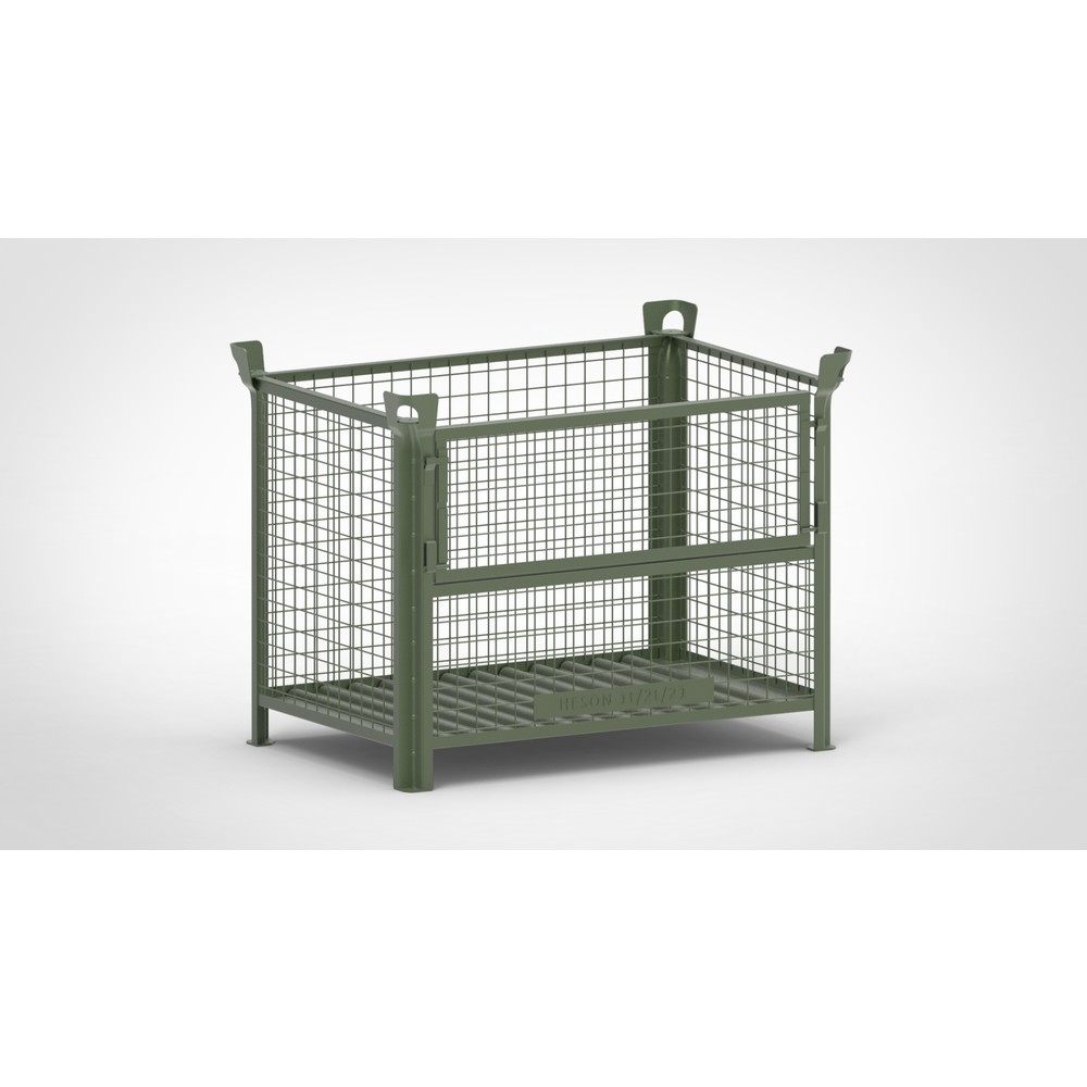 Produktabbildung Nr. 1: Caisse grillagée HESON®, avec ½ rabat grillagé, peinte, H x l x P 900 x 1 200 x 800 mm, vert réséda