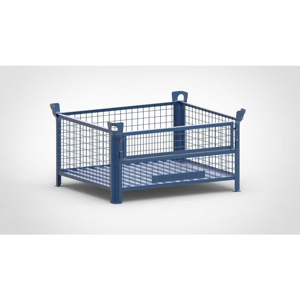 Illustration du produit: Caisse grillagée HESON®, avec ½ rabat grillagé, peinte, H x l x P 600 x 1 200 x 1 000 mm, bleu gentiane