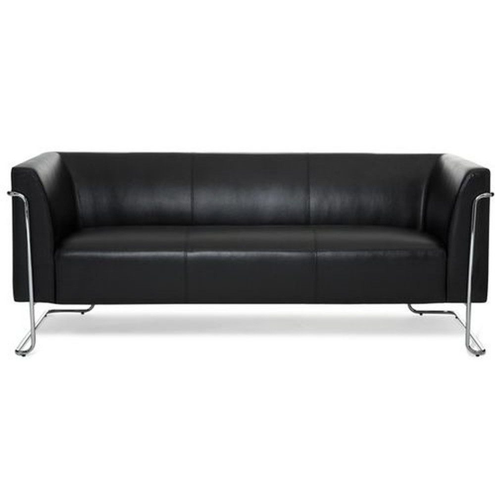 N° de l'image du produit 1 : Canapé lounge hjh OFFICE CURACAO similicuir, 3 places, noir