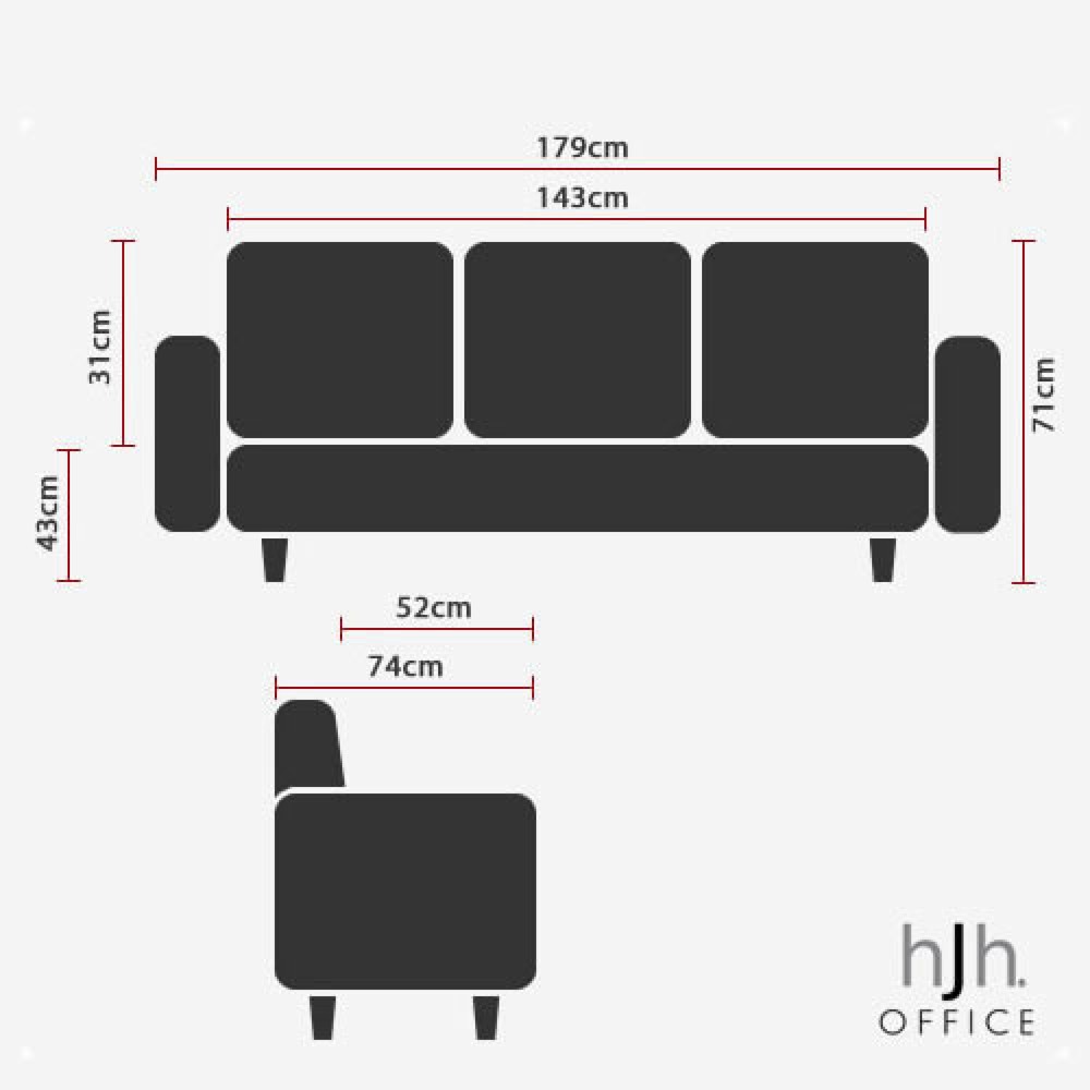 N° de l'image du produit 3 : Canapé lounge hjh OFFICE CURACAO similicuir, 3 places, noir